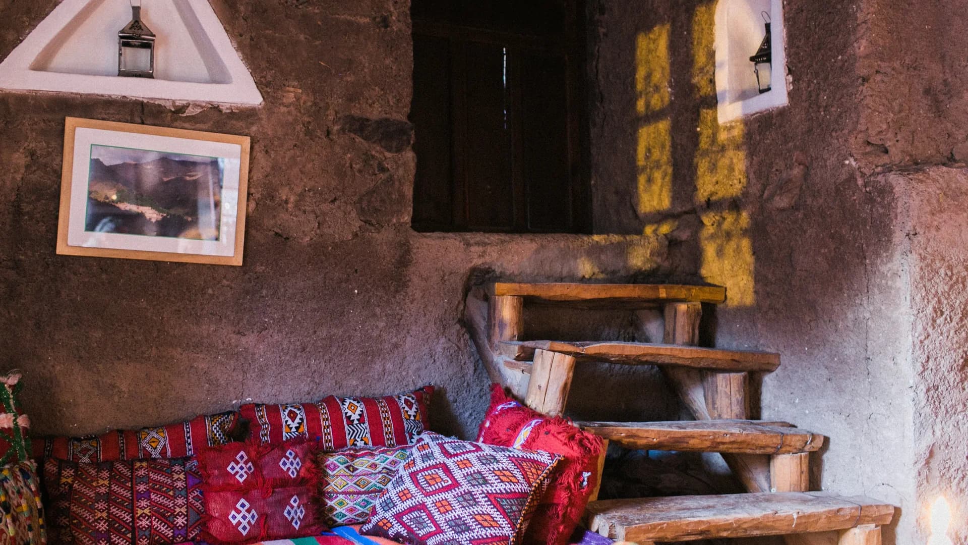 Intérieur d’une maison d’hôtes berbère à Imlil