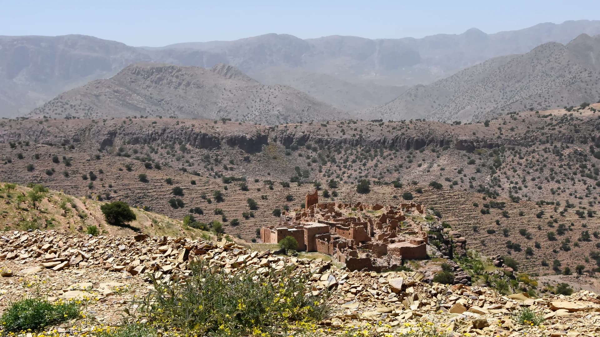Ruines anciennes dans les montagnes du Haut Atlas